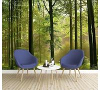 Fresco Tridimensional Verde Bosque Paisaje 3D Papel Pintado Pared Premium Textura Seda Estudio Comedor Vinilos Dormitorio Sofás TV Cocina-400cm×280cm