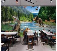 Fresco Verde Bosque Paisaje Dinosaurios Papel Pintado 3D Seda Texturizada Primera Calidad Neutros Material Ideal Para SalóN Dormitorio-200cm×140cm