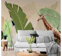 Fresco Verde Hoja De Plátano Animales Jirafa 3D Papel Pintado Pared Fácil Instalación Oficina Sala Estar Sofá Dormitorio TV Fondos Decoración-400cm×280cm