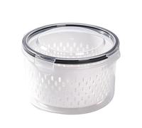 Fresh Fruit Containers for Fridge, Round Removable Colander Dishwasher Safe Storage Box, Leak Resistant Fridge Fruit Saver Organizer for Home Kitchen Office Camping Vegetables Ensalada Lettuce Meat