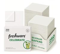 Freshware 250 servilletas desechables de cóctel, servilletas de bebidas, servilletas de papel de 2 capas para bar, boda, fiesta, restaurante y uso diario, pliegue de 1/4, blanco, 4.9 x 4.9 pulgadas