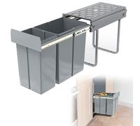 Froadp Basurero de Cocina Integrado, Cubo de Basura Extensible, 2 Compartimentos, Sistema de Separación de Basura, Salida Completa con Guías Telescópicas 48 x 26 x 41,8 cm - 1x20L+1X10L