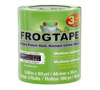 Frog Tape 240661 Cinta de pintor multisuperficie con PAINTBLOCK, adherencia media, 1.88 pulgadas x 60 yardas, verde, 3 rollos