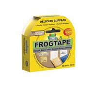 Frog Tape Cinta adhesiva amarilla para pintores de superficies delicadas, 36 mm x 55 m, pintura y decoración de interiores para líneas nítidas y sin sangrado de pintura