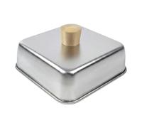 FROMCEO Cubierta profesional de acero inoxidable para asar a la parrilla con agarre ergonómico de madera, cúpula de fusión de queso, mango de madera, tapa de barbacoa