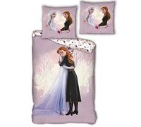 Frozen 2 Aymax S.P.R.L. Juego de Cama de Disney con Funda de edredón de 140 x 200 cm + Funda de Almohada de 63 x 63 cm + 1 Funda de Almohada de Frozen y Cepillo para el Pelo.