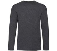 Fruit of the Loom - Camiseta Básica de Manga Larga para Hombre - Calidad/Precio (2XL/Gris Oscuro)