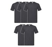 Fruit of the Loom Camisetas de tejido económico de peso medio, S M L XL XXL XXXL 3XL, diversos sets de colores a elegir, 5 unidades, Color gris oscuro jaspeado., M