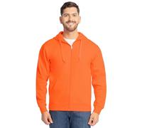 Fruit of The Loom EverSoft - Sudadera Unisex con Capucha y Cremallera Completa para Adultos, Cremallera Completa Naranja de Seguridad, X-Large