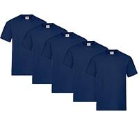Fruit of the Loom Heavy Cotton - Camiseta Manga Corta para Hombre (Pack de 5 Unidades) - Azul Marino - Talla 3XL