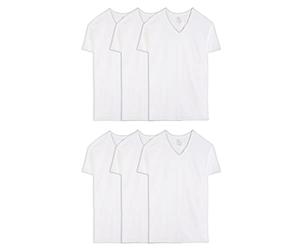 Fruit of The Loom Men's Tall Size V-Neck T-Shirt, White, XLT