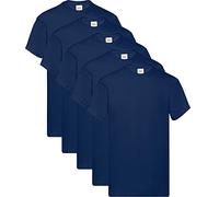 Fruit of the Loom Original - Camiseta Manga Corta para Hombre (Pack de 5 Unidades) - Azul Marino - Talla L