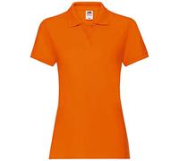 Fruit of the Loom- Polo de Manga Corta Premium Entallado para Mujer (Grande (L)/Naranja)