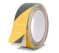 Fruitlet® Cinta Antideslizante Amarillo-Negro 5 m x 2,5 cm, Cinta Antideslizante Seguridad para Escaleras, Cinta Antideslizantes Escaleras Suelo para Exterior y Interiores