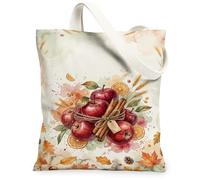 Fruits - Bolsa de lona rústica, acuarela, canela, naranja, otoño, rojo, mercado, 13 x 15 pulgadas, Rojo, 13x15 Inch