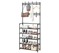 Fruusv Rack para ropa y zapatos de entrada, estante con ganchos, suelo