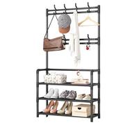Fruusv Rack para ropa y zapatos de entrada, estante con ganchos, suelo