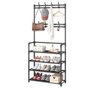 Fruusv Rack para ropa y zapatos de entrada, estante con ganchos, suelo