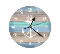 Fruusv Sea Wall Clock | Beach-Themed Easy-to-Read Wall Clocks | Vintage Coastal Blue Clock, Rustic Seaside Decor for Living Room, Office, Workplace, Kitchen