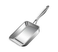 Frying Pan - 3 Ply Stainless Steel, Square Nonstick Skillet, Sturdy Even Heating Scratch Resistant, ideal para freír huevos de salto, cocina premium para cocina en casa, pequeña profundidad de 19 x 16