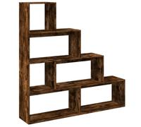 fsahslih Estantería con 4 niveles de roble ahumado, 143,5 x 29 x 143,5 cm | Estantería escalonada de madera con aspecto de roble ahumado. Se puede utilizar diligentemente en el salón y dormitorio como