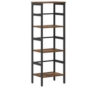fsahslih Librería con 3 compartimentos, roble ahumado, 40 x 29,5 x 115 cm | Estantería de acento industrial para salón, oficina en casa y estudio con estructura de acero robusta y alta estabilidad.