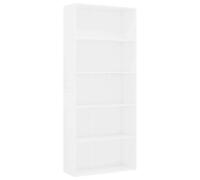 fsahslih Librería con 5 compartimentos, color blanco, 80 x 30 x 189 cm | Estantería de pie alta con 5 estantes abiertos para sala de estar y dormitorio, superficie de fácil cuidado hecha de tablero