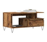 fsahslih Mesa de centro con aspecto de madera envejecida, 90 x 49 x 45 cm | Práctico elemento de mesa de salón con compartimento de almacenamiento para mando a distancia y libros, soporta hasta 60 kg.
