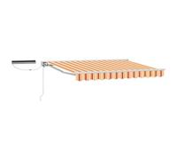 fsahslih Toldo con brazo articulado extensible amarillo, naranja y blanco | Parasol para patio y jardín con media cassette, tela de poliéster de 240 g/m² y estructura de aluminio estable.