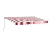 fsahslih Toldo manual con brazo articulado, 3 x 2,5 m, color rojo y blanco | Protección solar flexible para balcón y jardín: media caja con manivela de poliéster y marco de acero resistente.