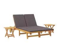 fsahslih Tumbona para 2 personas con 2 mesas de madera maciza de acacia | Elegante tumbona de jardín doble de madera de acacia con respaldo ajustable y mesas auxiliares a juego para patio y jardín.