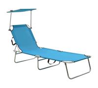 fsahslih Tumbona plegable con toldo azul aluminio 187 x 57 cm | Toldo flexible y respaldo ajustable para horas de relax en el jardín, en la terraza o en la piscina.