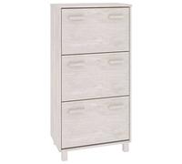 fsahslih Zapatero Hamar de madera de pino, color blanco, 59,5 x 35 x 117 cm | Zapatero compacto con 3 solapas de madera maciza y MDF, ideal para pasillo y entrada.