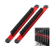 FTISSLY 2 Pcs Soporte Imán Herramientas de Aluminio Rojo, Organizador de Herramientas Pared con 24 Clips Deslizantes, Barra Imán Herramientas para Destornilladores, Llaves y Alicates, 39,5cm, Taler