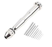 FTVOGUE Amplia gama de agarre, accesorios de herramientas eléctricas Brocas juegos de brocas Chuck Taladro giratorio manual con 10 brocas HHS Herramienta de perforación de madera