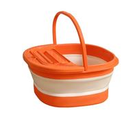 FTVOGUE Bañera para Pies, Lavabo Plegable Engrosado con Puntos de Masaje para Viajes en Casa y Apartamento (naranja blanco)
