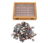 FTVOGUE Estantería en Miniatura, Antiestrés de Madera Maciza Hecha a Mano con 196 Libros Plegados, para Decoración de Escritorio, Sala de Estar, Librería, Cafetería (Estantería + Mini Libros)