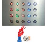 FTVOGUE Interruptor de Botón Pulsador Metálico de Cabeza Plana de 22 Mm, | Caja a prueba de polvo IP65, control industrial y automotriz, conducción de contacto de plata, base roscada para montaje en