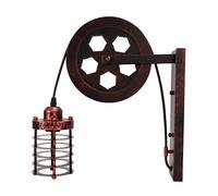 FTVOGUE Lámpara de Pared Vintage con Polea de Elevación de Hierro, E27 con Pantalla, 48 X 10 Cm, Aplique de Pared Industrial para Sala de Estar, Dormitorio, Oficina, 1 Luz, Decoración de