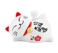 FTVOGUE Maneki Neko Lucky Gat, Fortune Welcoming Waving Arm Lazy Mentir Gato Riqueza Fortune Cat Feng Shui Decoración para el hogar, Tienda, Blanco (01)