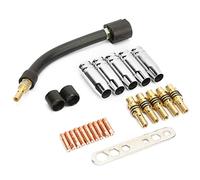FTVOGUE Piezas de Repuesto para Soldador MIG 15AK, Kit de Consumibles de Antorcha de Soldadura de Cobre, Puntas de Contacto de 10x 0,8 Mm, 5 Boquillas, 5 Soportes, para Fabricación de Reparación de