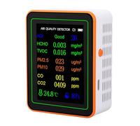 FTVOGUE Probador de Calidad del Aire 12 en 1 con Pantalla TFT Batería Recargable para Detección de CO2 HCHO PM2.5 PM10 Prueba de Temperatura y Humedad para Oficina en Casa (Blanco Naranja)