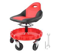 FTVOGUE Taburete Mecánico con Capacidad de 300 Libras, Ajustable, Silla | Estructura de Hierro, Ruedas Giratorias de 5 Pulgadas con Bloqueo, Bandeja Grande para Herramientas, Almacenamiento bajo el