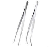 FUANA 2 pinzas de acero inoxidable para alimentos, pinzas de cocción de precisión de 25 cm para barbacoa, giro de parrilla, postres y servir para tareas de pasta y ensalada (25 cm)