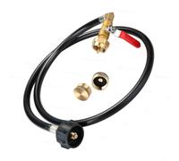FUANA Adaptador de recarga de propano de latón con manómetro, manguera de llenado de tanque de 1 libra para cilindro de 2000 libras, transferencia de gas segura para parrillas de camping, negro (juego