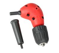 FUANA Adaptador de taladro de ángulo recto de 90° con portabrocas sin llave de 10 mm, vástago de 9,5 mm, 500 RPM, par de torsión de 20 N·m para taladros eléctricos y manuales, rojo/negro