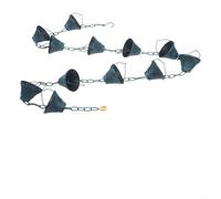 FUANA Cadena de lluvia decorativa, flujo de agua geométrico, arte colgante de metal azul bronce para canalones, desviador de bajante de hierro de 2,7 m para decoración de jardín al aire libre (azul)