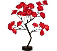 FUANA Lámpara de noche alimentada por USB, decoración creativa de escritorio de flores LED con brillo relajante, varios colores disponibles, lámpara de plástico compacta para (rojo)