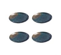 FUANA Platos redondos de melamina, 4 piezas de textura martillada para servir barbacoa y alimentos fríos, juego de vajilla negra (19 cm)