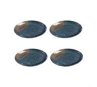 FUANA Platos redondos de melamina, 4 piezas de textura martillada para servir barbacoa y alimentos fríos, juego de vajilla negra (21,6 cm)